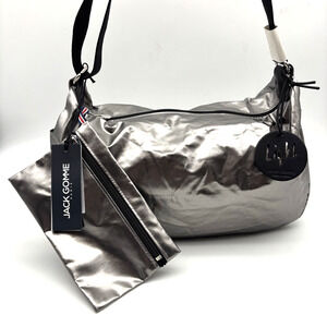 NEW Jack Gomme LIGHT LIRIS Metal Silver Vegan Ultra Lightweight Shoulder Bag